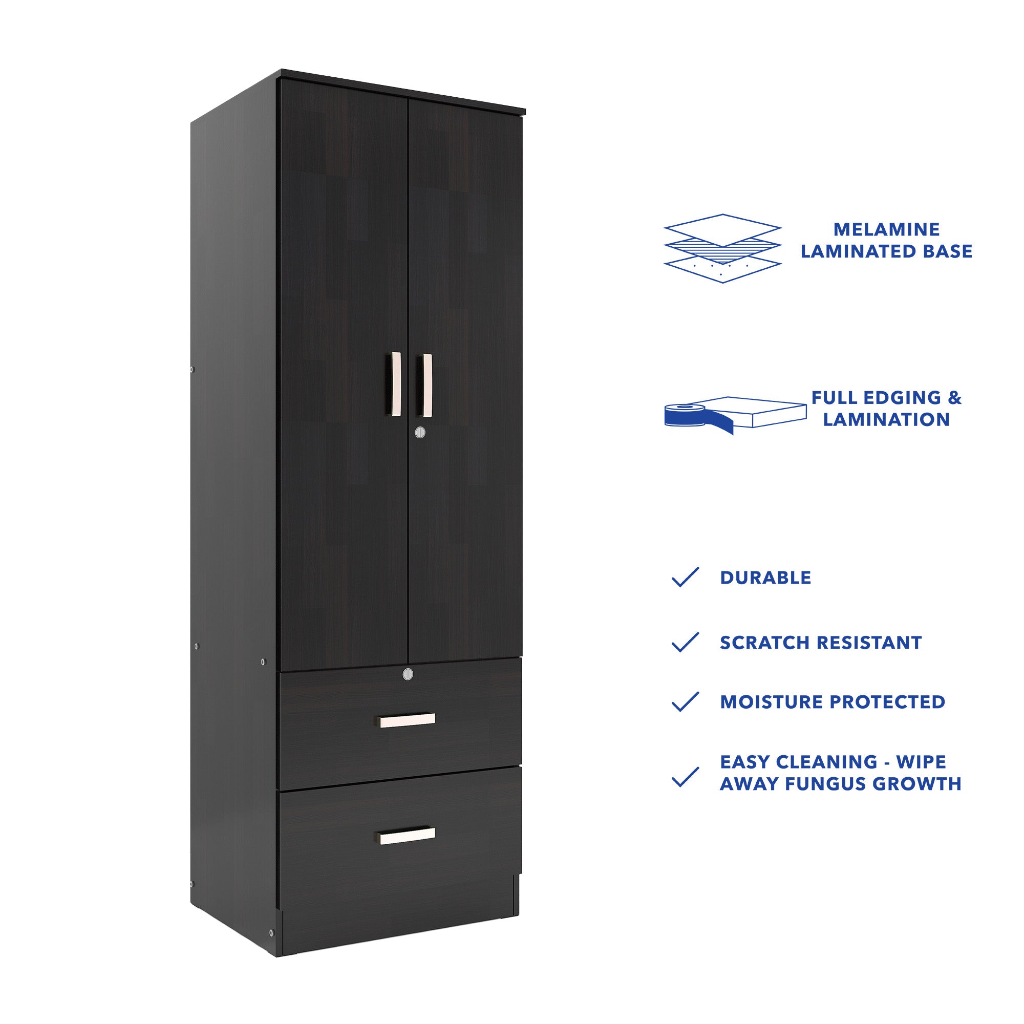 Ren Classic Bedroom Set – Queen, 2-Door Wardrobe & Side Table