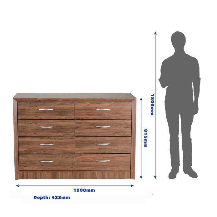Yuko 8-Drawer Chest – Columbia Walnut Finish Wooden Storage Unit