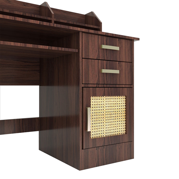 طاولة دراسة من خشب شامون الهندسي مع الروطان