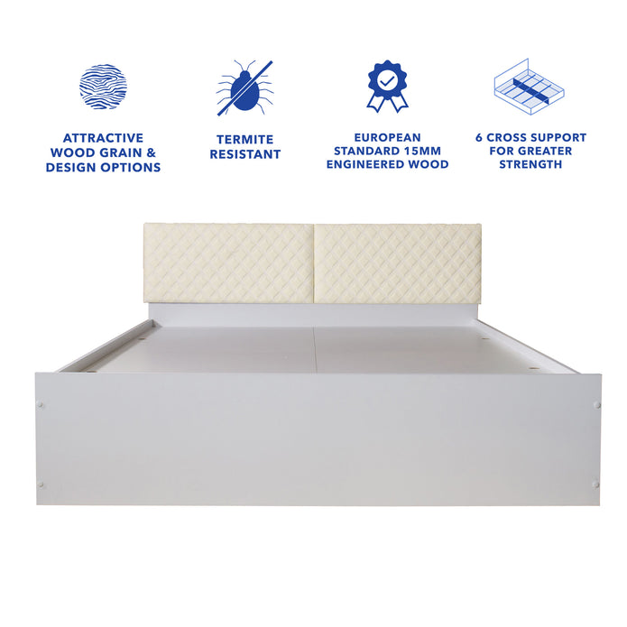 Lush Deluxe Queen Bed White Base With Box Storage (Non-Woveen)