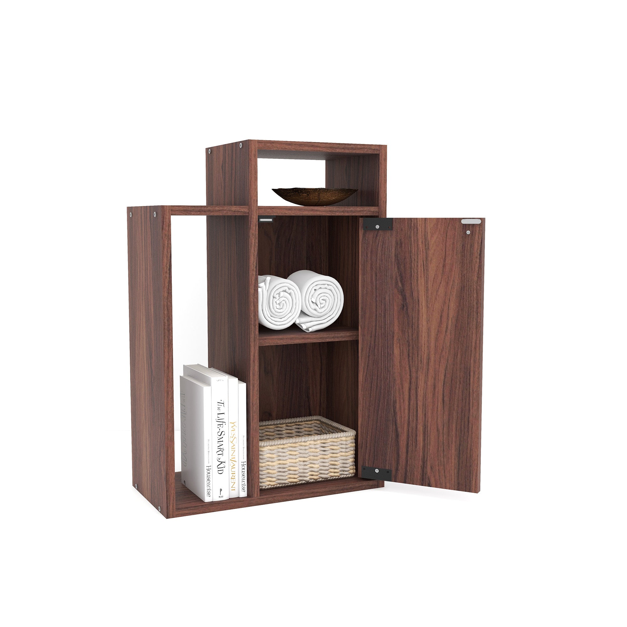 طاولة سرير أكاري - طاولة جانبية خشبية مع درج تخزين