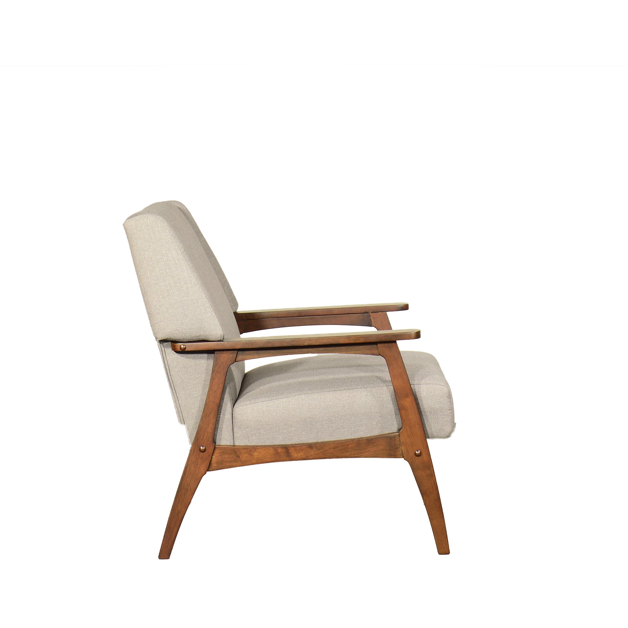 أريكة دايسوكي الخشبية بمقعد واحد - تنجيد قماشي بيج