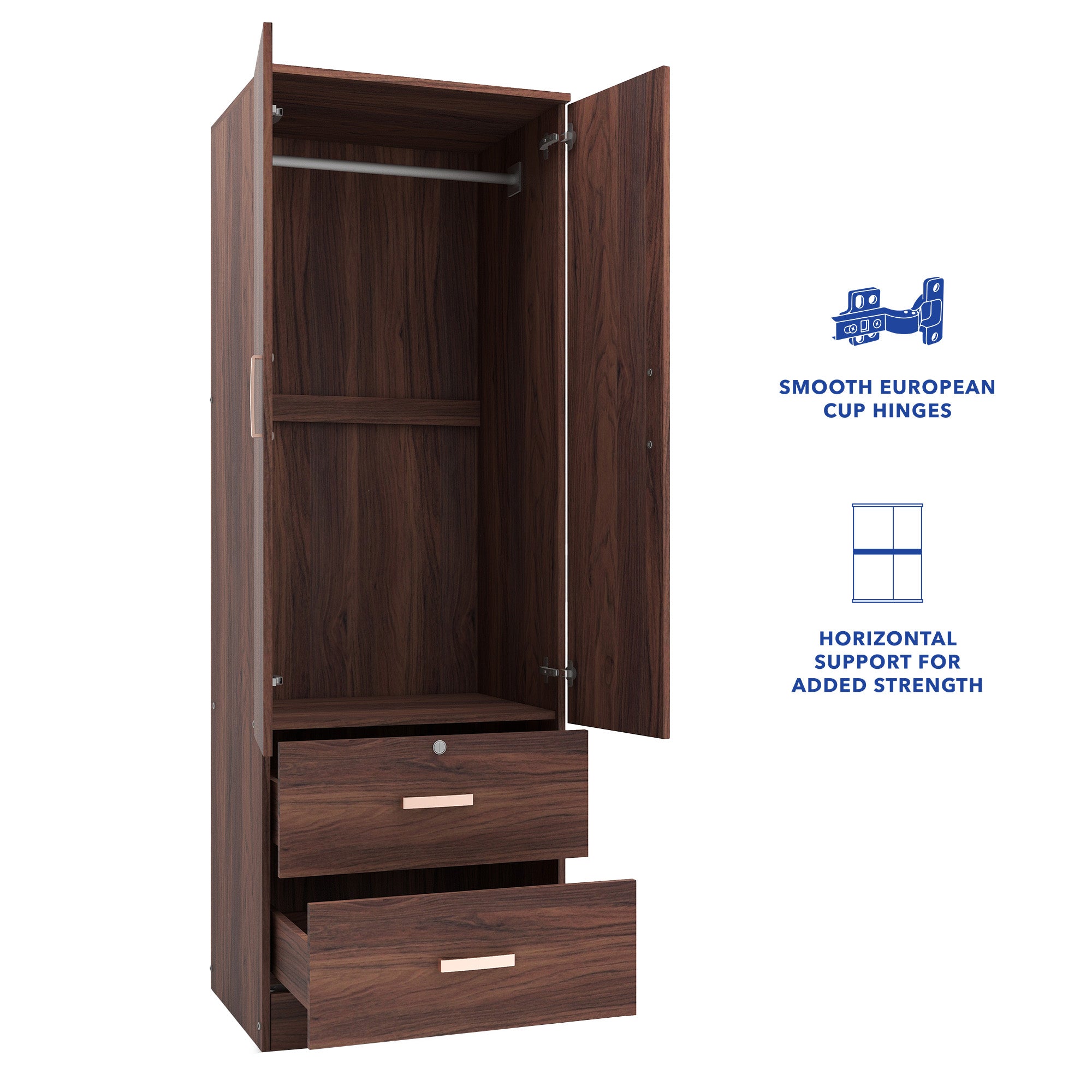 خزانة ملابس خشبية ببابين من رين – غرفة نوم مدمجة الميرة