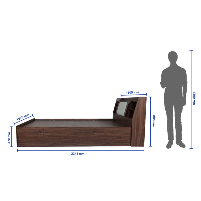 Lavish Queen Bed Walnut Base With Box Storage (Non-Woveen)