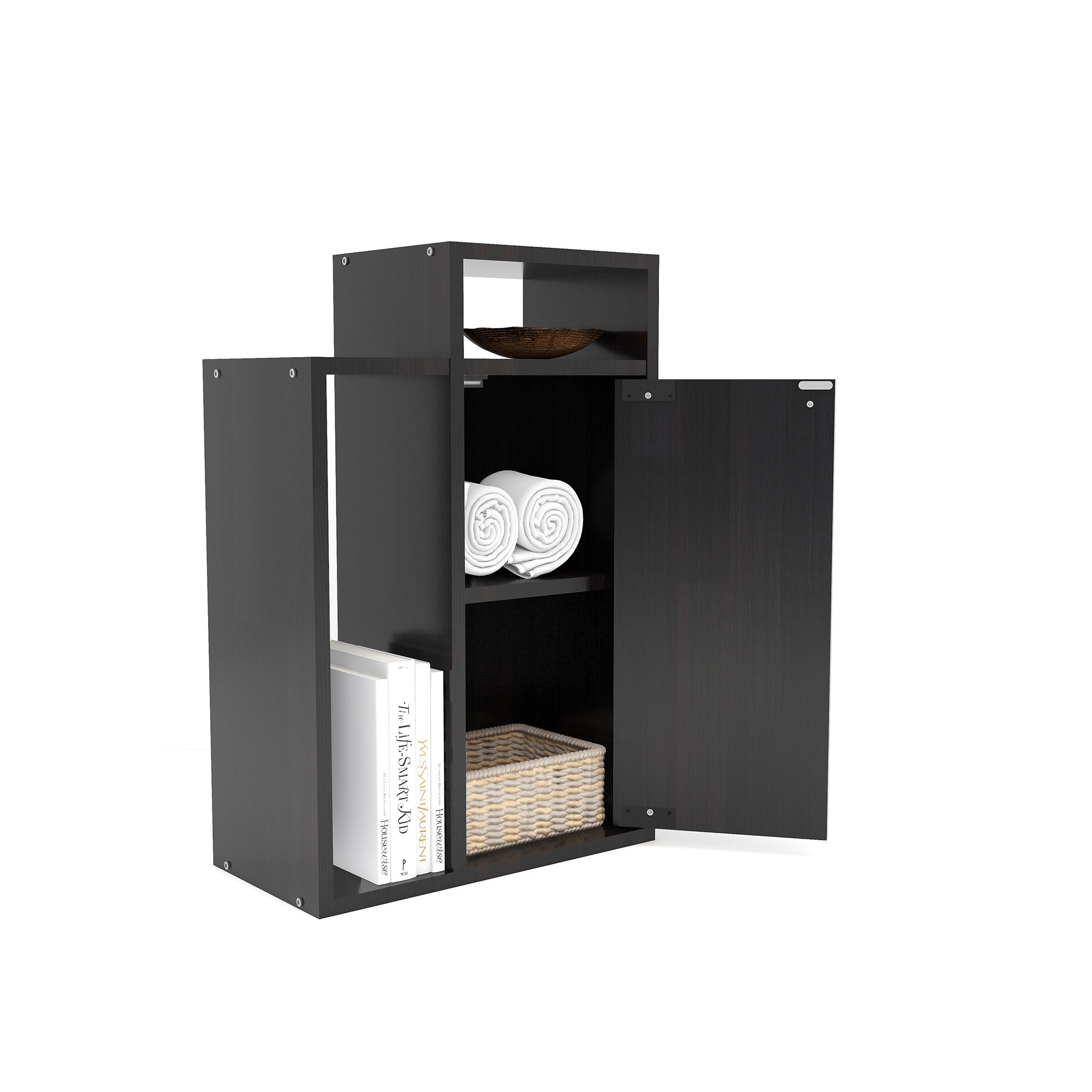 طاولة سرير أكاري - طاولة جانبية خشبية مع درج تخزين