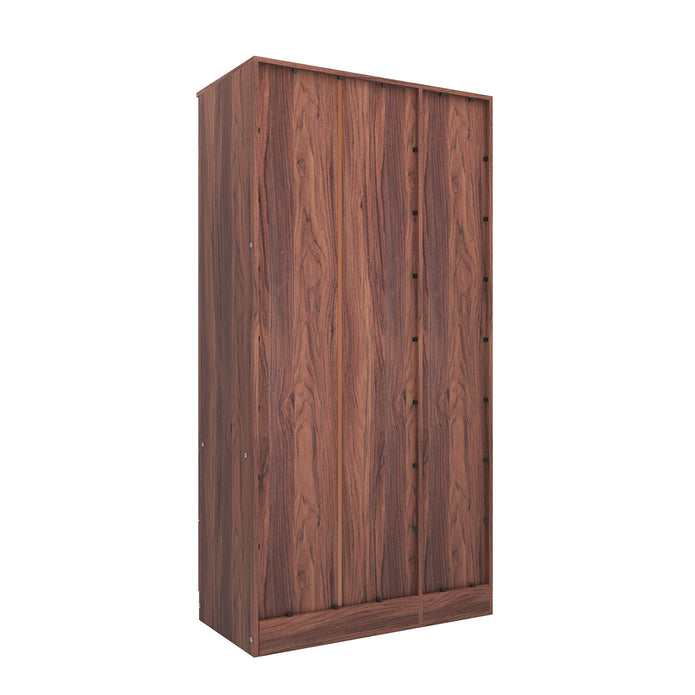 خزانة ملابس رين بثلاثة أبواب مصنوعة من الخشب الهندسي - غرفة نوم واسعة مع أرفف