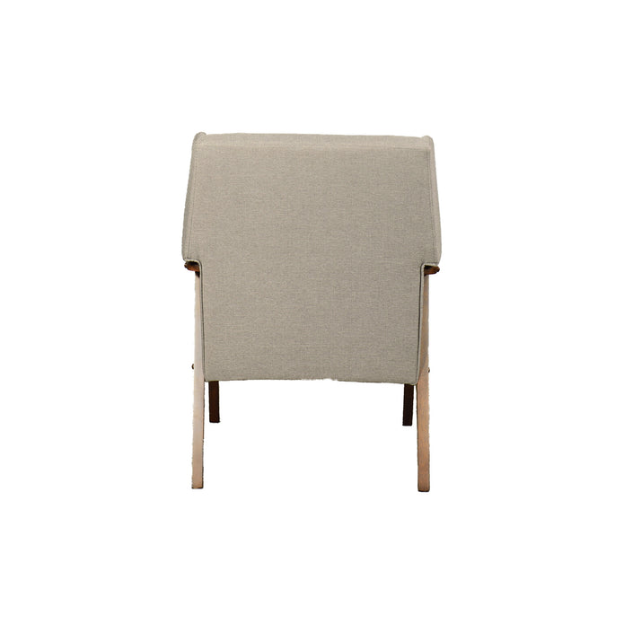أريكة دايسوكي الخشبية بمقعد واحد - تنجيد قماشي بيج