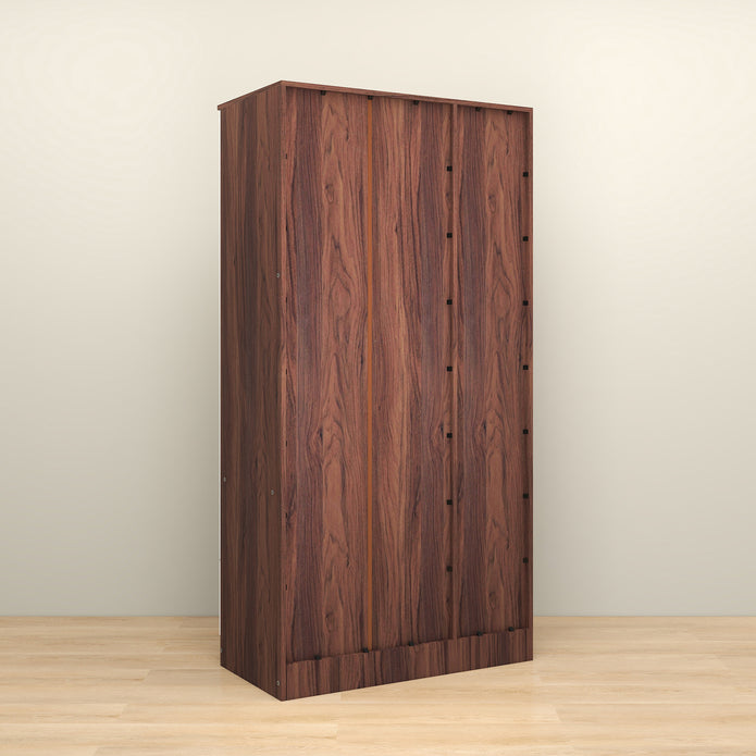 خزانة ملابس رين بثلاثة أبواب مصنوعة من الخشب الهندسي - غرفة نوم واسعة مع أرفف