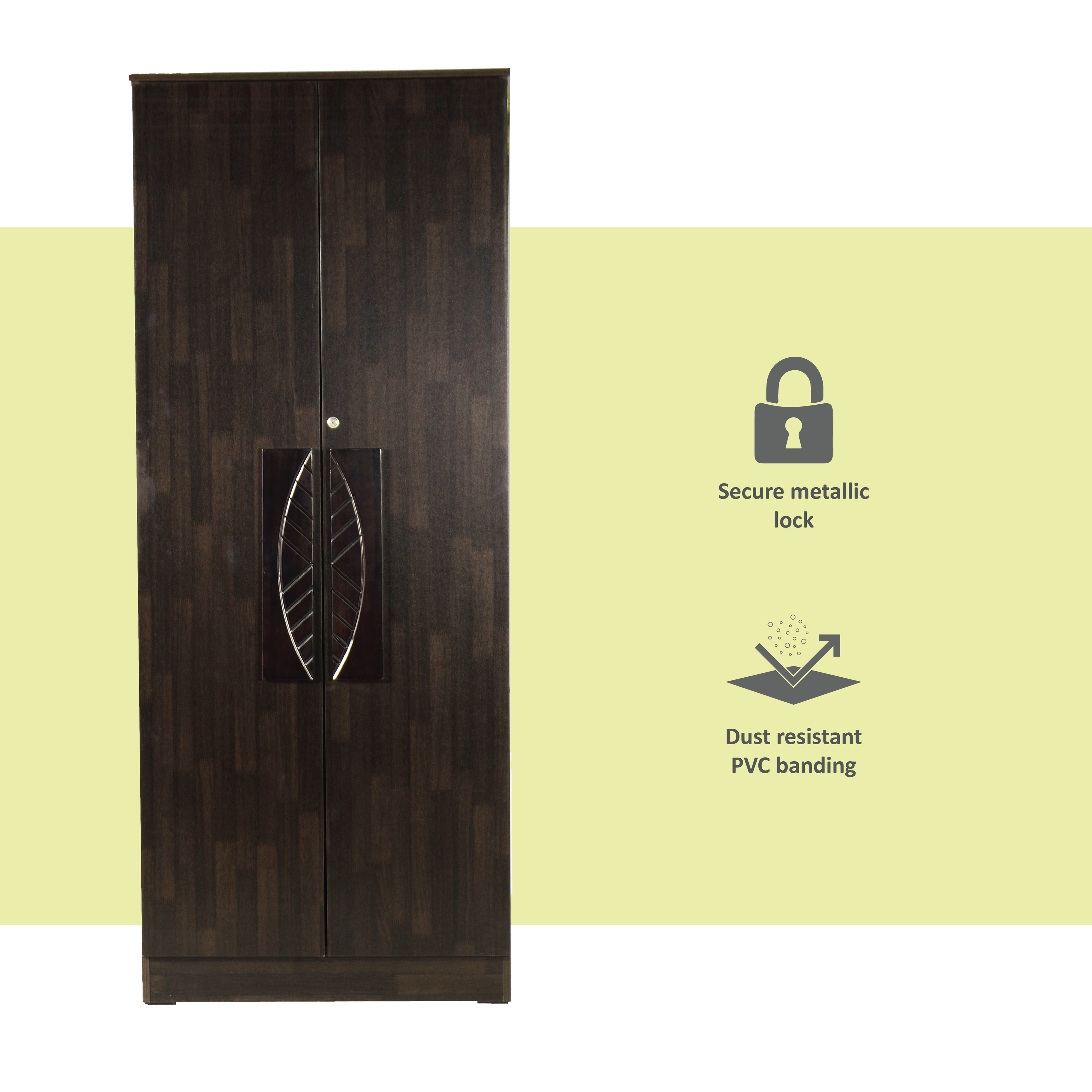 Litae 2-Door Engineered Wood Wardrobe – Compact Almirah for Bedroom