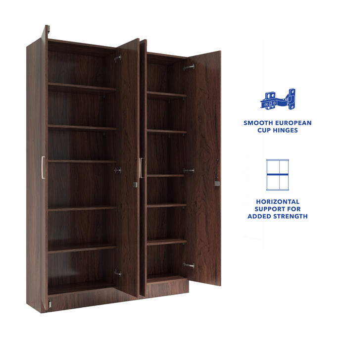 Kenzou 4-Door Engineered Wood Wardrobe – Large Almirah with Hanging Rod & Shelves