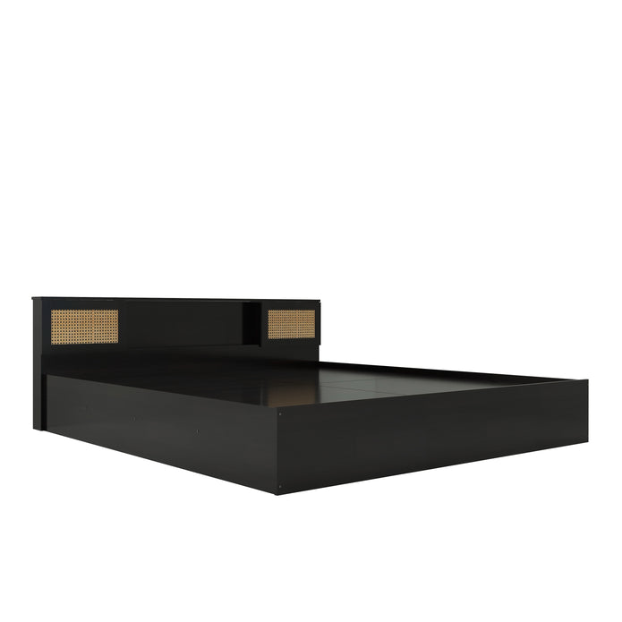 Hoshi Bed With Box Storage With Rattan (Non-Woveen)