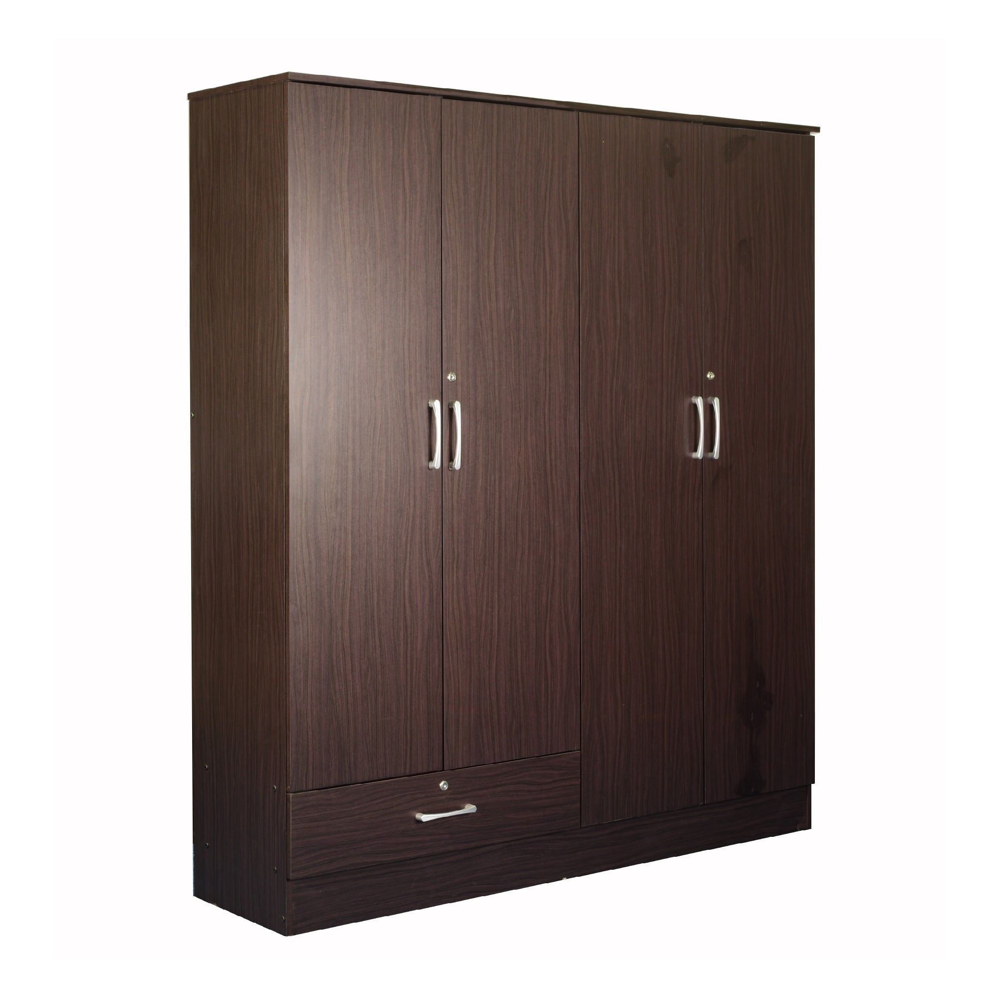 Housen 4-Door Wardrobe with Shelves (Engineered Wood)