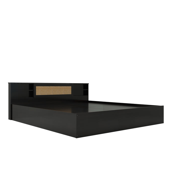 Kaito Bed – Rattan Headboard with Box Storage (Non-Woven Base)