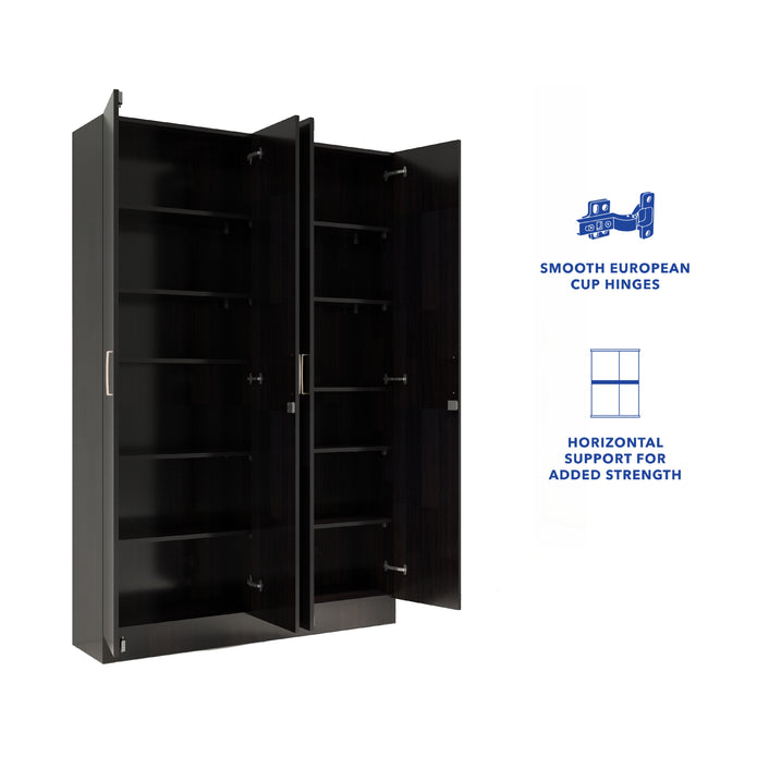 Kenzou 4-Door Engineered Wood Wardrobe – Large Almirah with Hanging Rod & Shelves