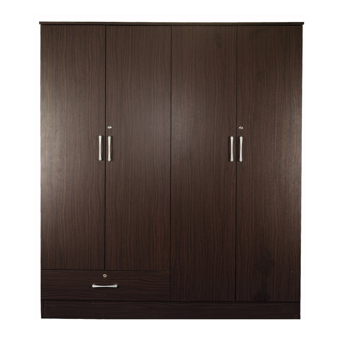 Housen 4-Door Wardrobe with Shelves (Engineered Wood)