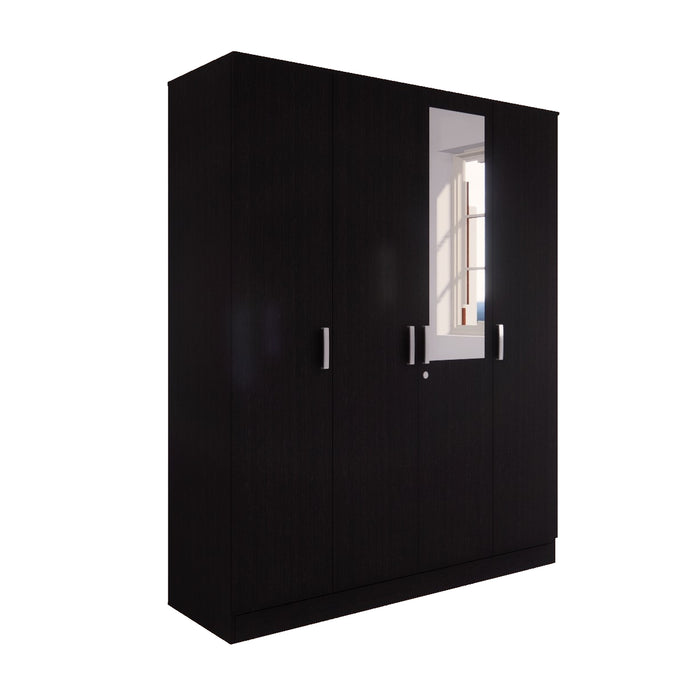 Julian 4-Door Engineered Wood Wardrobe with Mirror