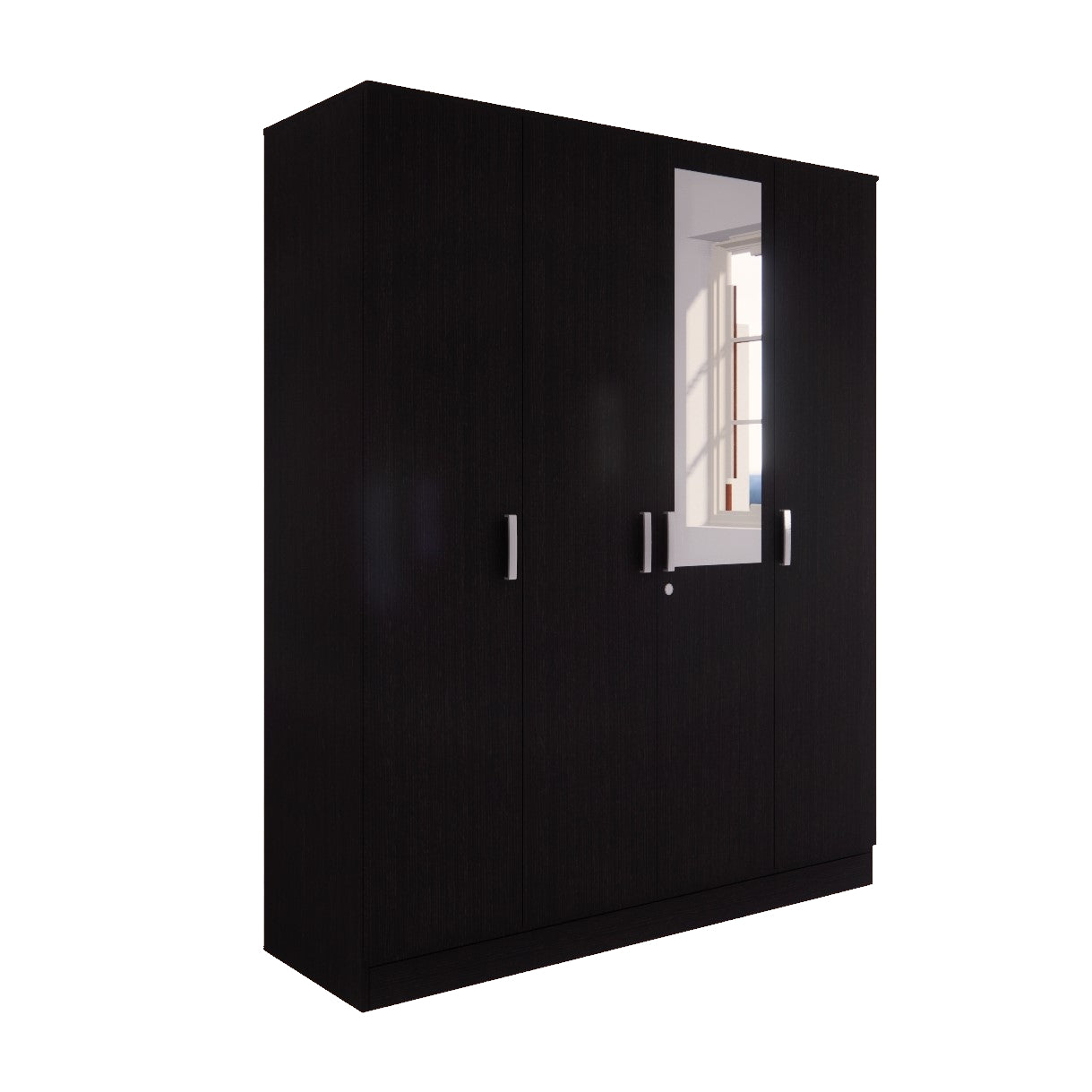 Julian 4-Door Engineered Wood Wardrobe with Mirror