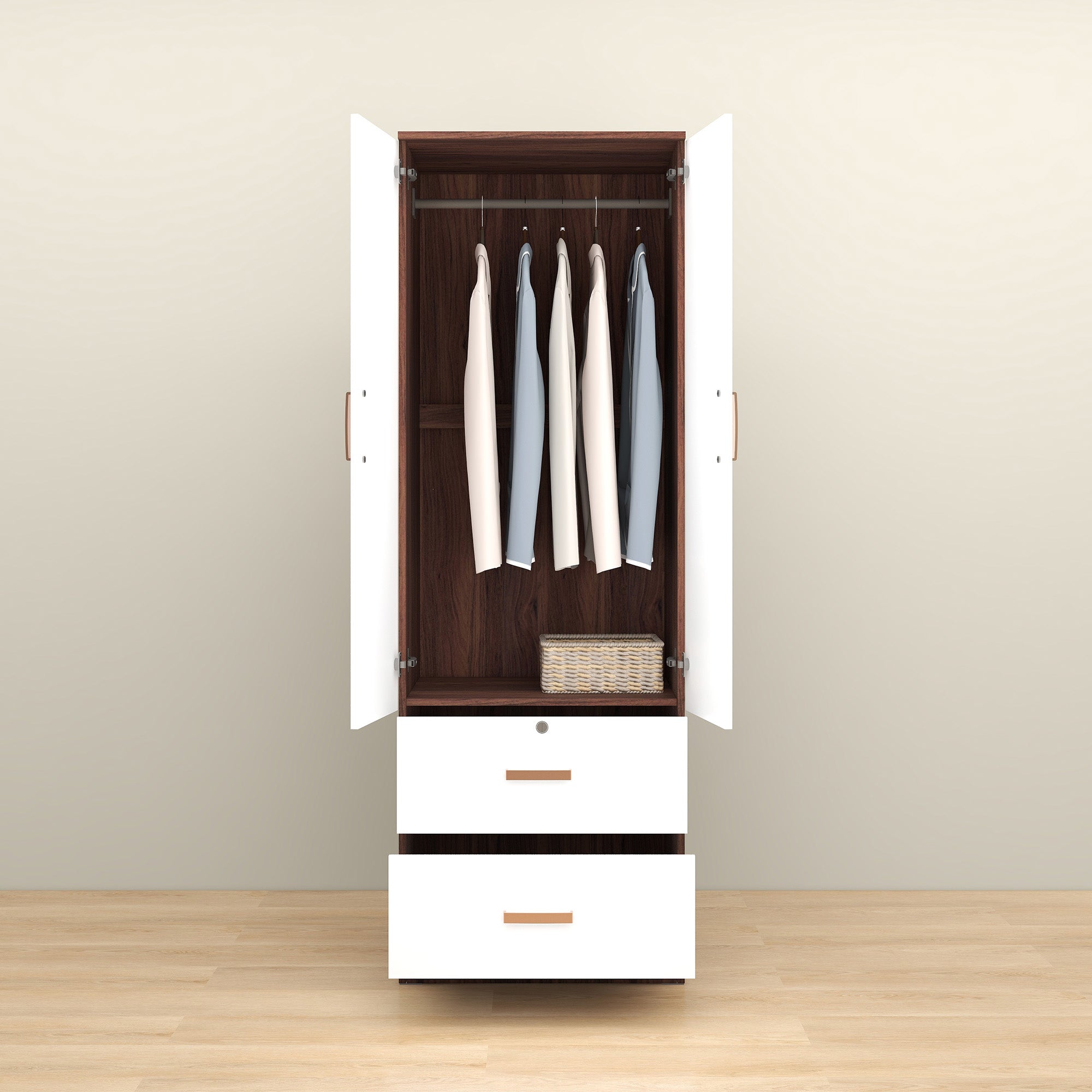 خزانة ملابس خشبية ببابين من رين – غرفة نوم مدمجة الميرة