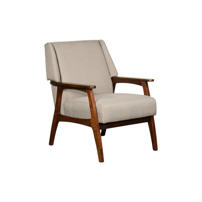 أريكة دايسوكي الخشبية بمقعد واحد - تنجيد قماشي بيج