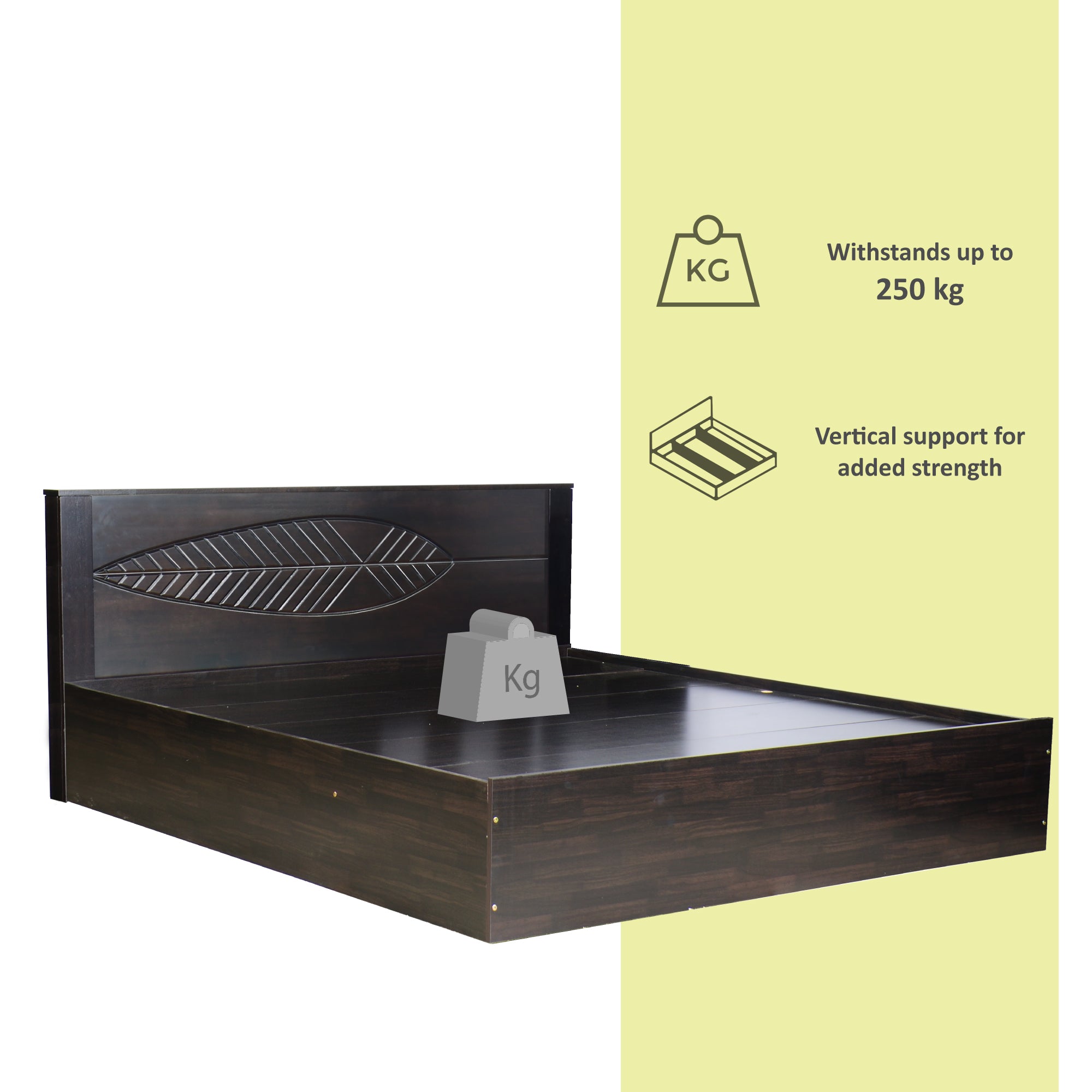 سرير ثيميس - لوح رأس من الخشب الصلب مع صندوق تخزين