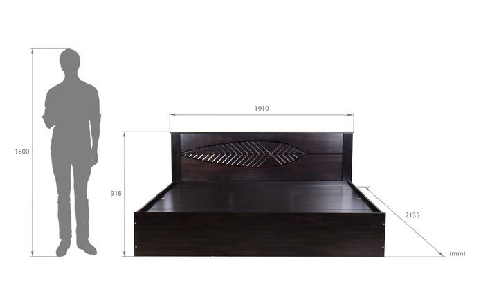 سرير ثيميس - لوح رأس من الخشب الصلب مع صندوق تخزين