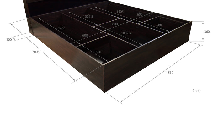 سرير ثيميس - لوح رأس من الخشب الصلب مع صندوق تخزين