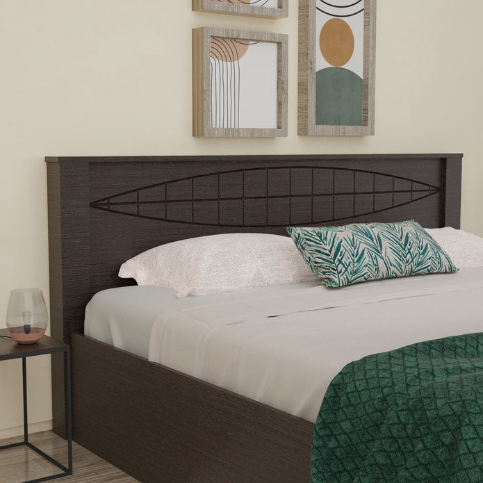 Muses Bed with Solid Wood Headboard & Box Storage – Walnut Finish