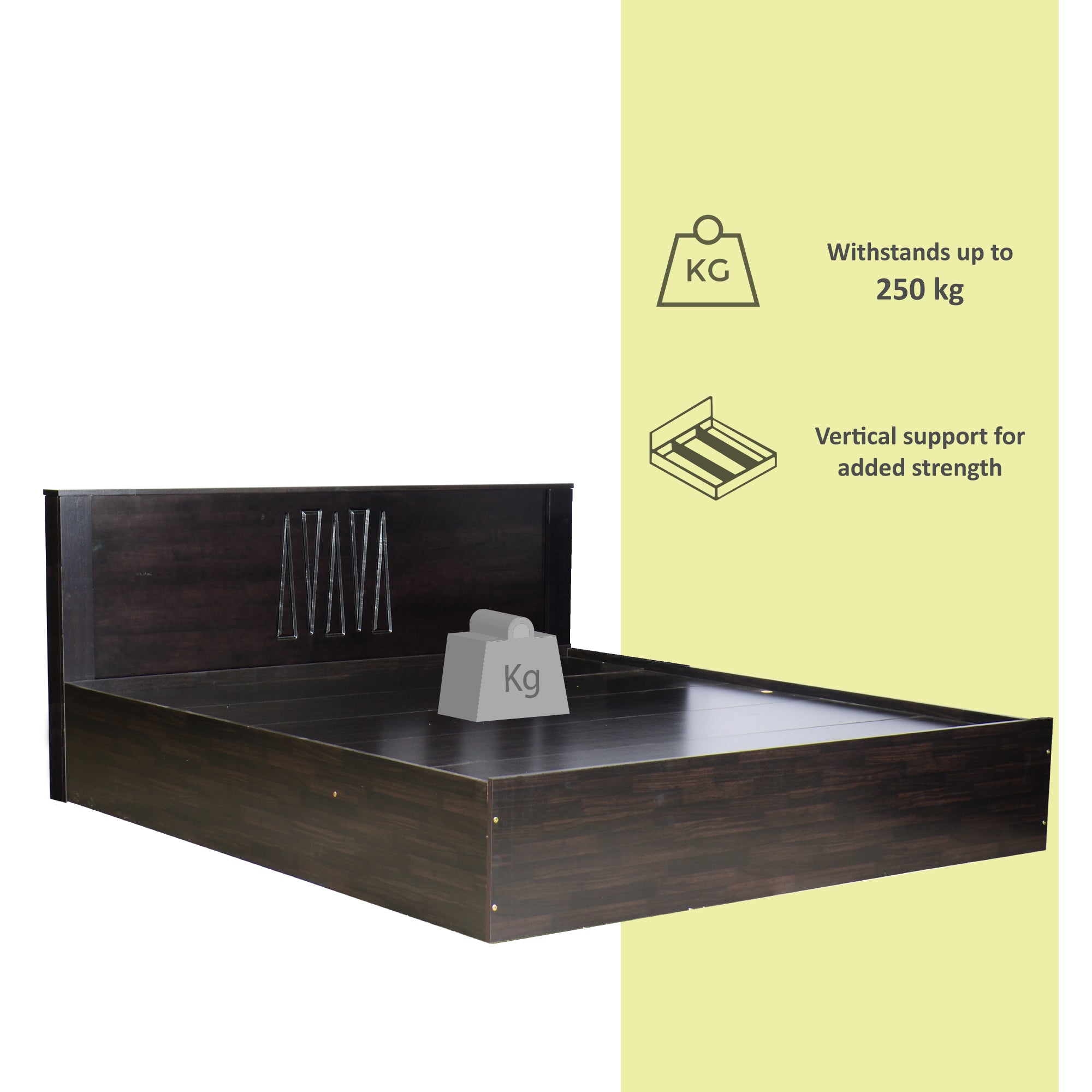 سرير جريس مع لوح رأس من الخشب الصلب وصندوق تخزين - لمسة نهائية من خشب الجوز