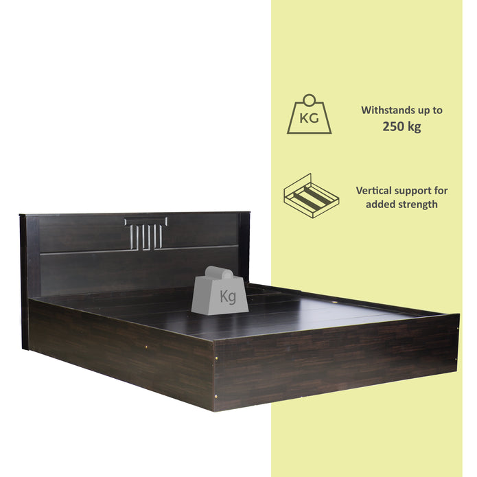 سرير ستيكس - لوح رأس من الخشب الصلب مع صندوق تخزين