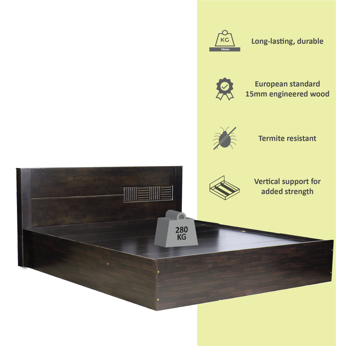 سرير أغلايا - لوح رأس من الخشب الصلب مع صندوق تخزين