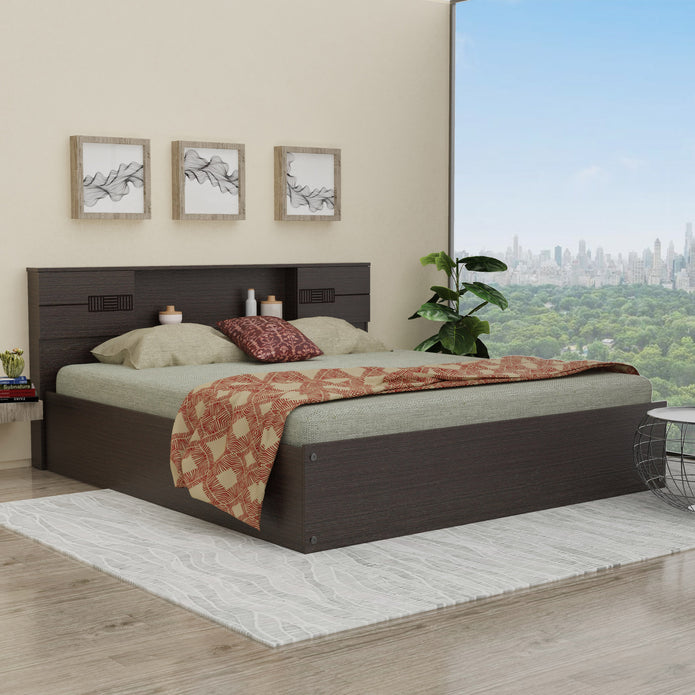 Adikia Queen Bed with Solid Wood Headboard and Box Storage – DF2H