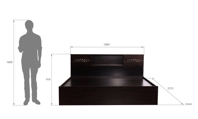 Aegiale Bed – Solid Wood Headboard with Box Storage