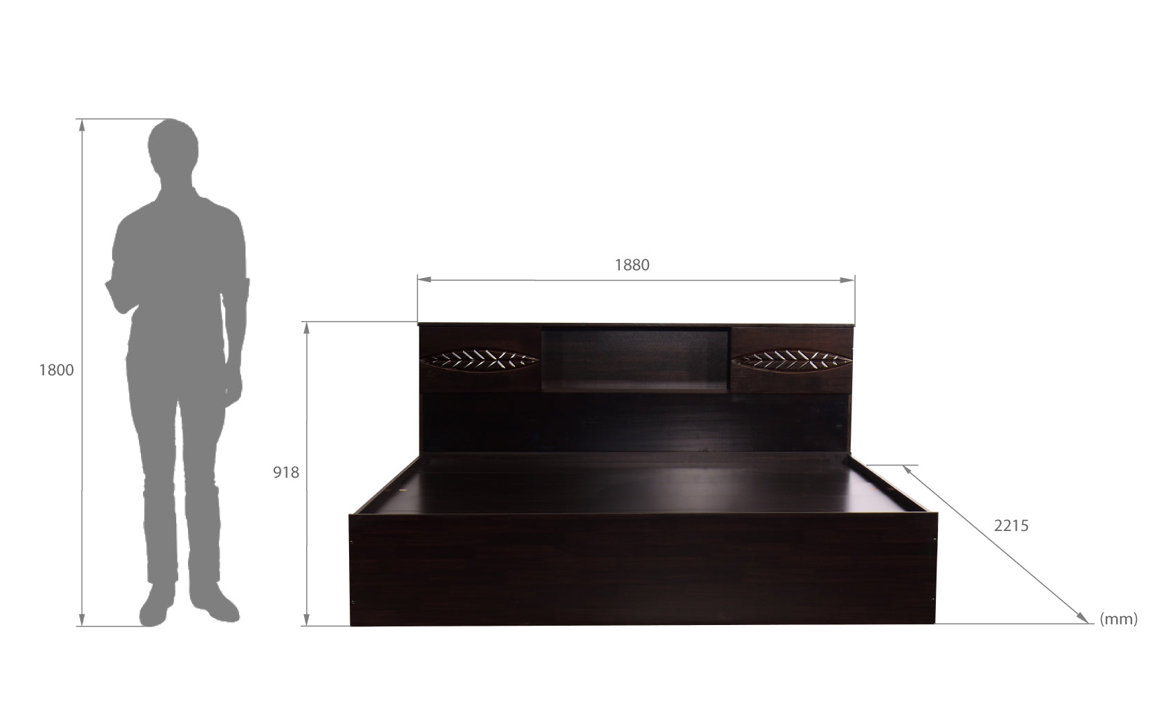 Aegiale Bed – Solid Wood Headboard with Box Storage