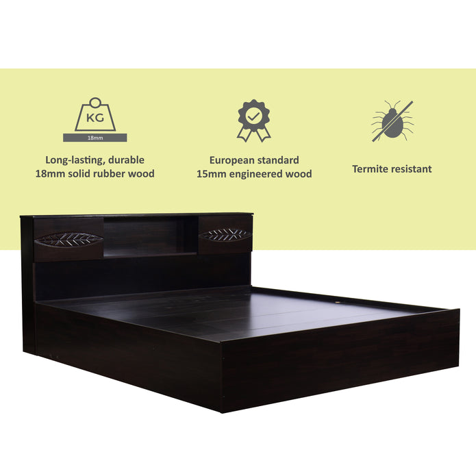 Aegiale Bed – Solid Wood Headboard with Box Storage