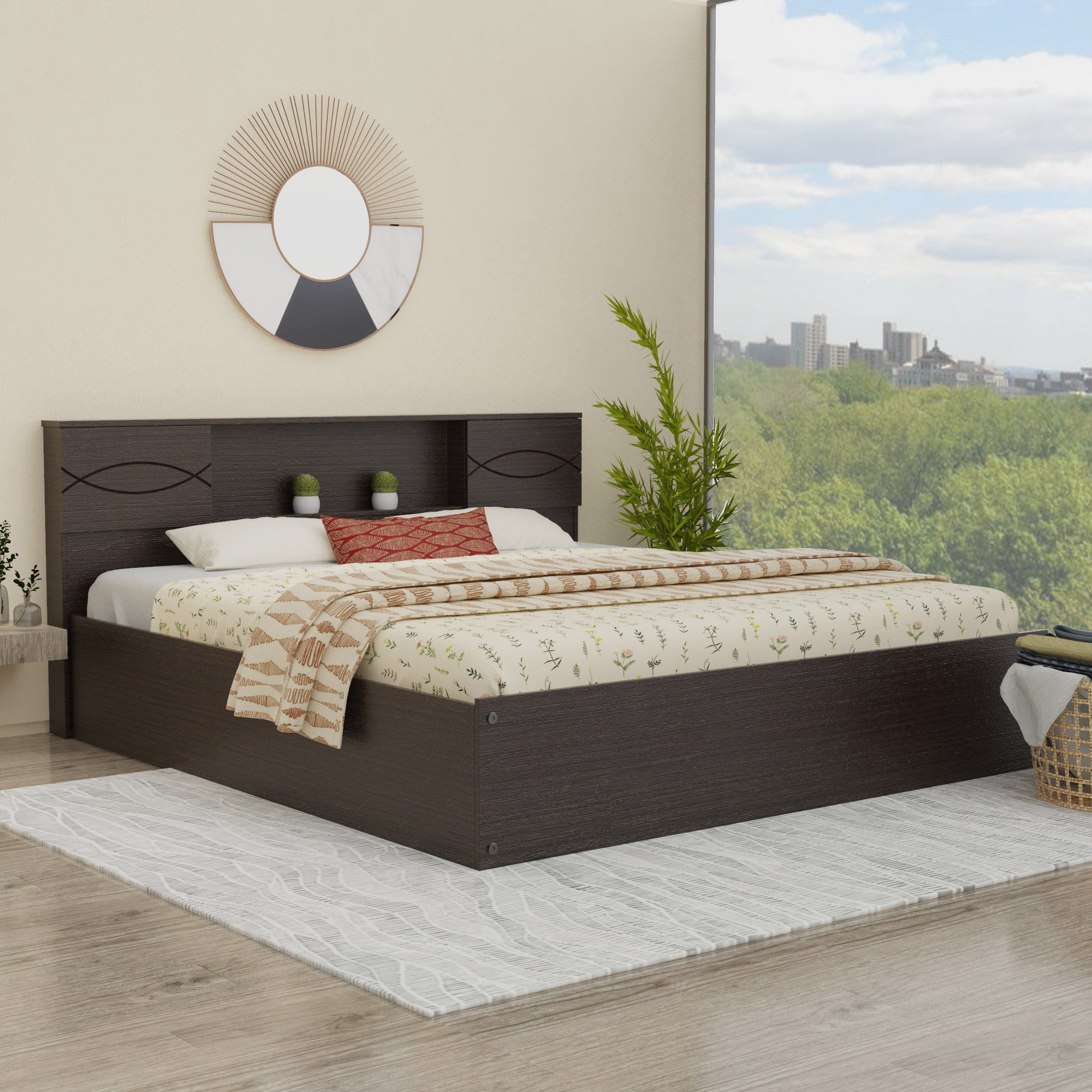 Euthenia Queen Bed with Solid Wood Headboard and Box Storage – DF2H