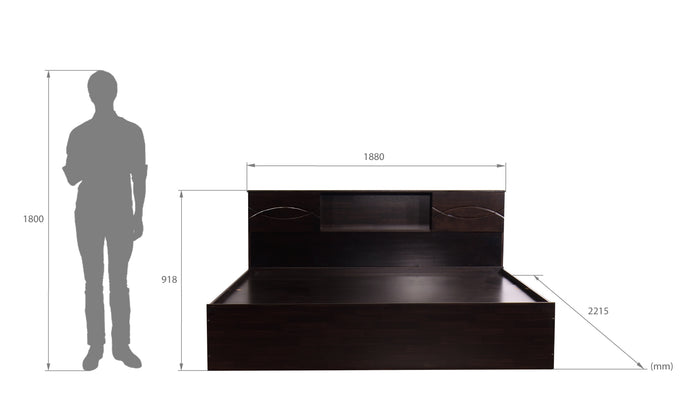 Euthenia Bed – Solid Wood Headboard with Box Storage