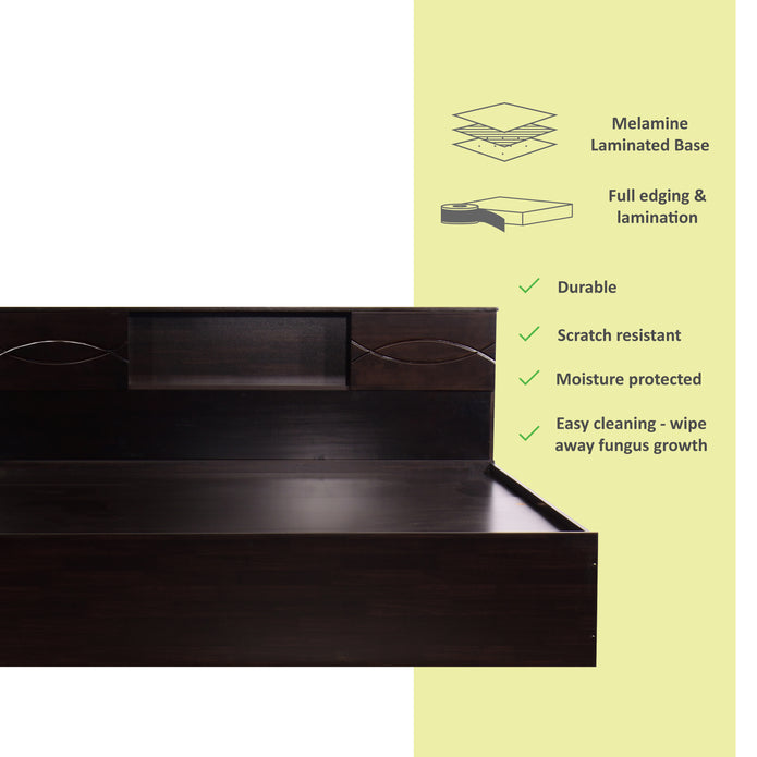 Euthenia Bed – Solid Wood Headboard with Box Storage