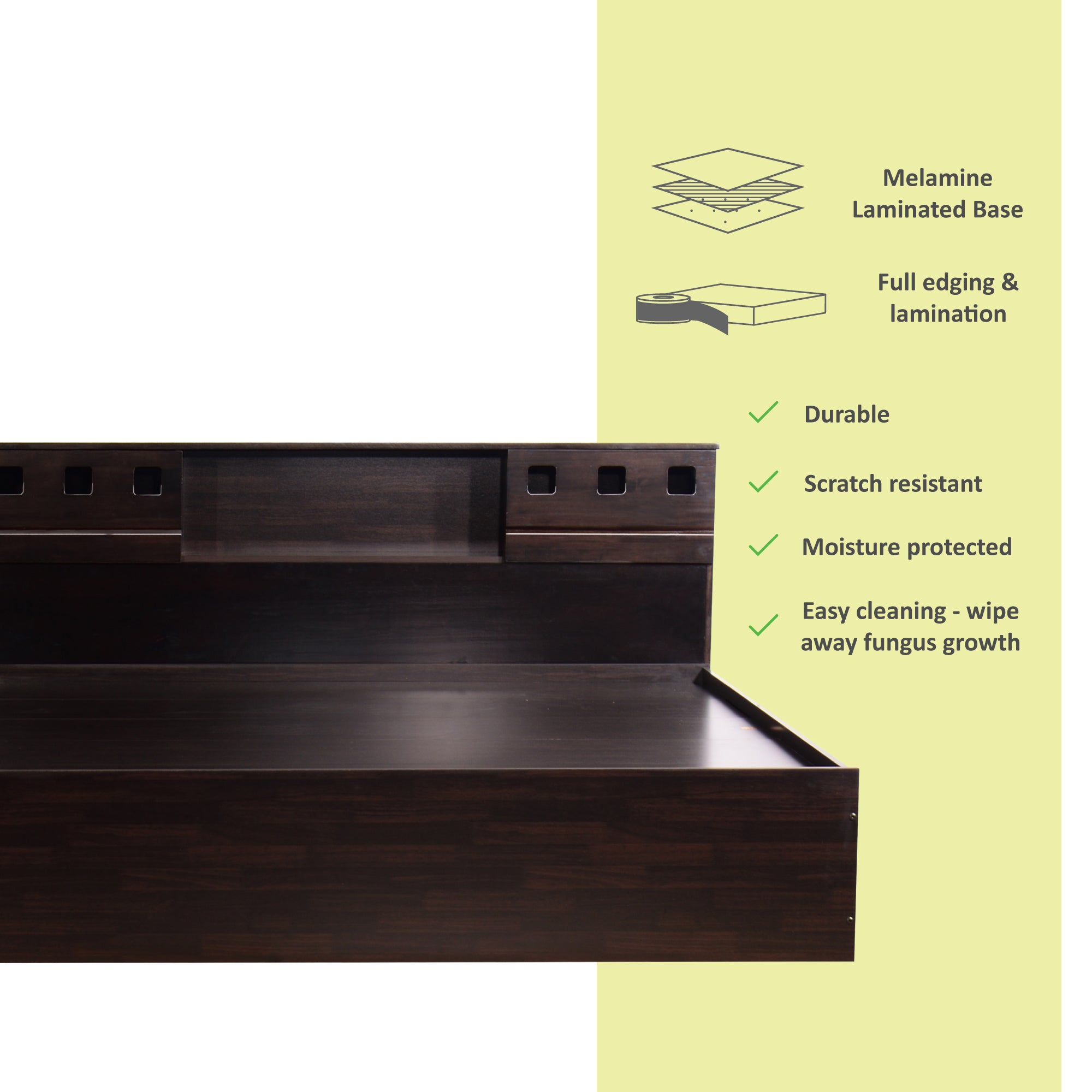 Melinoe Bed – Solid Wood Headboard with Box Storage