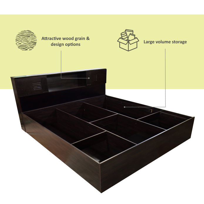 سرير جراي - لوح رأس من الخشب الصلب مع صندوق تخزين