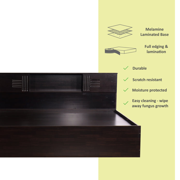 سرير جراي - لوح رأس من الخشب الصلب مع صندوق تخزين