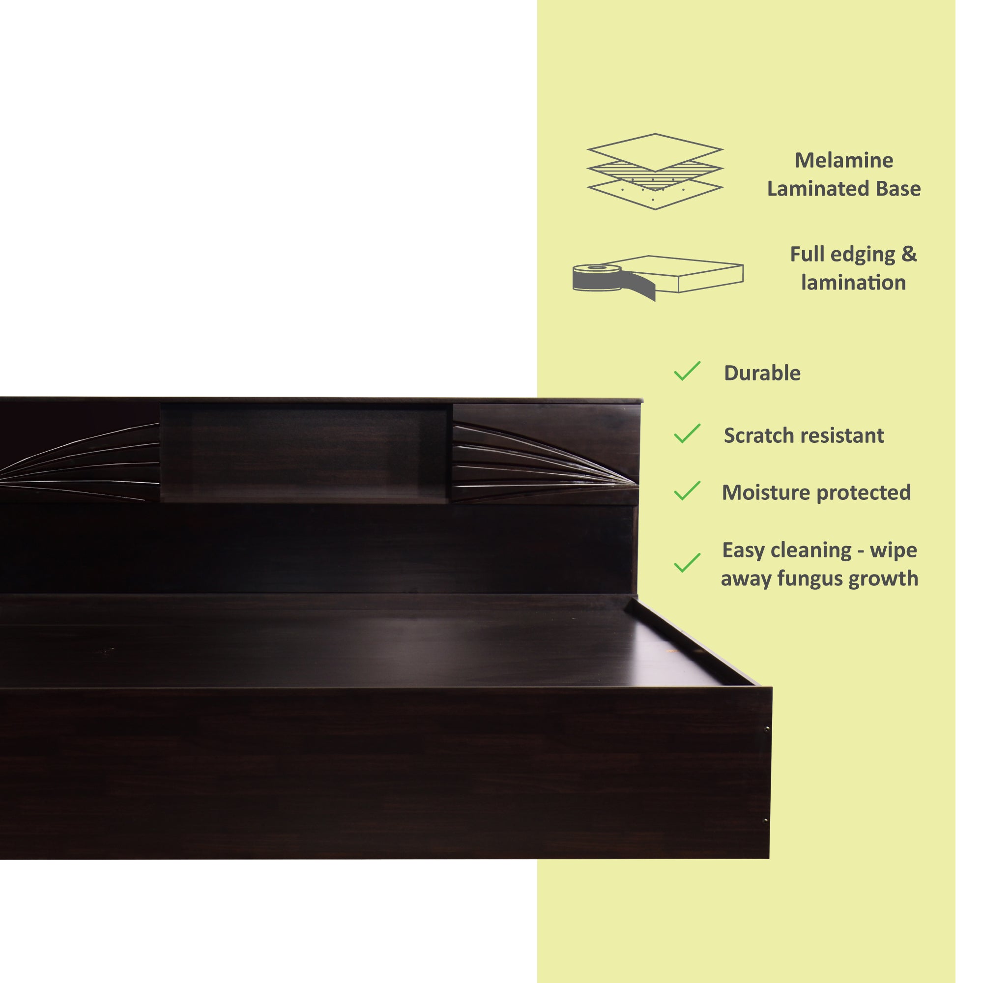 Galene Bed – Solid Wood Headboard with Box Storage