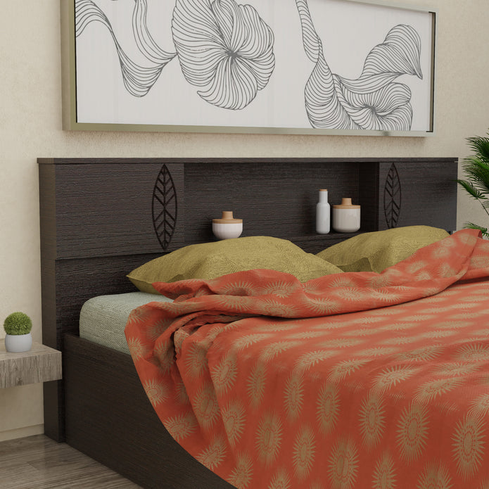 Idyia Bed – Solid Wood Headboard with Box Storage