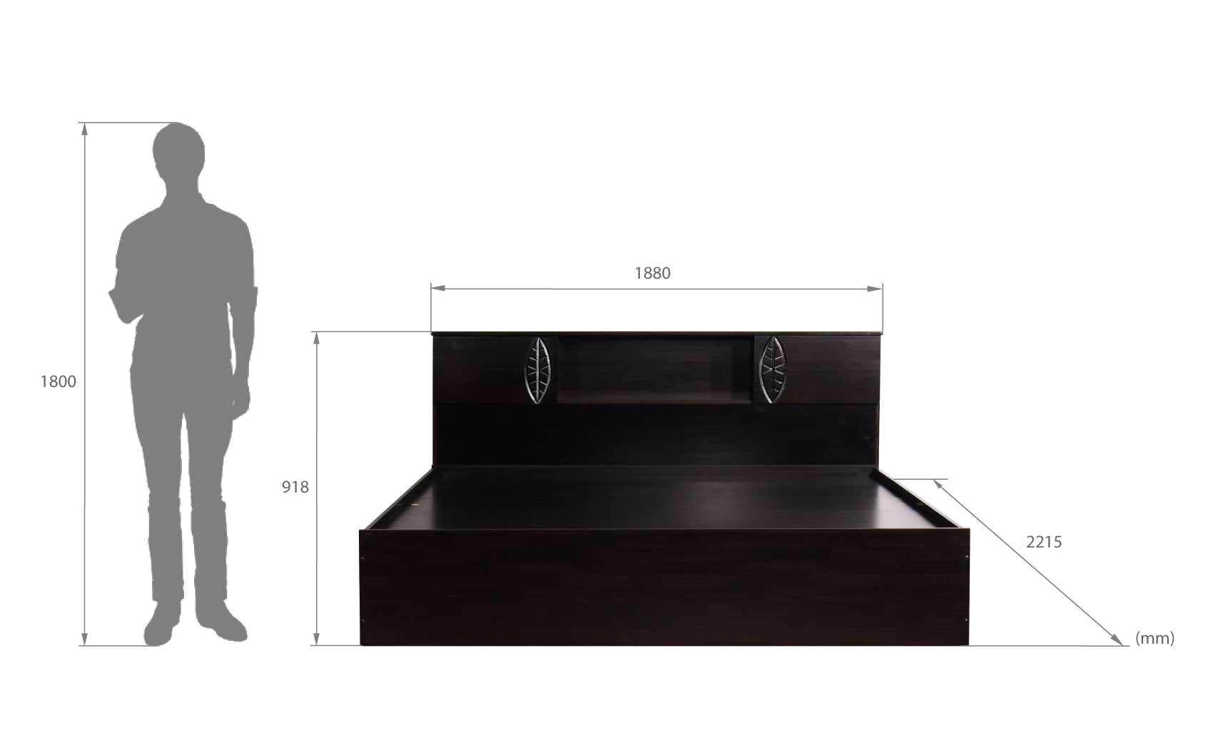 Idyia Bed – Solid Wood Headboard with Box Storage