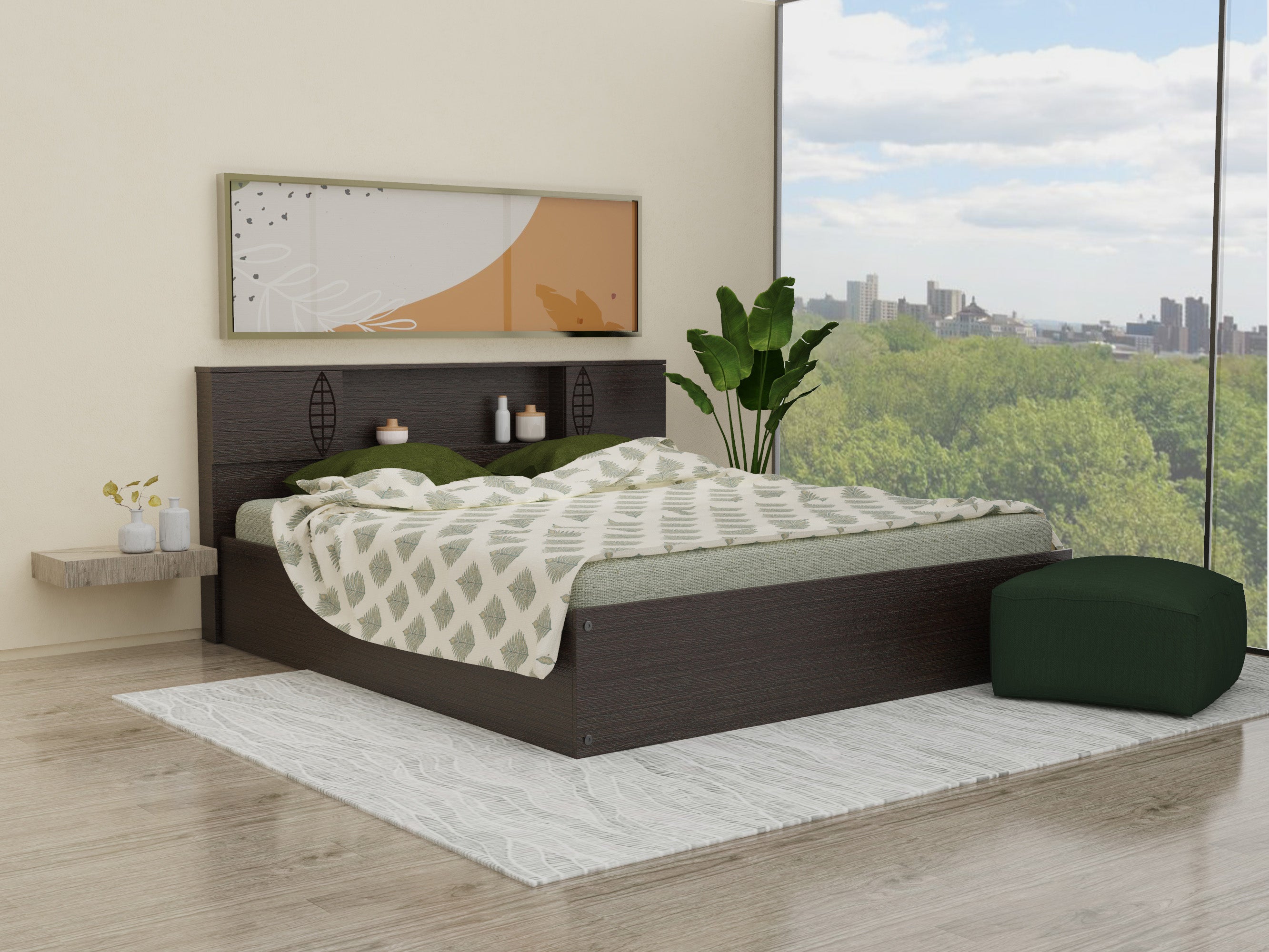 Kamira Queen Bed with Solid Wood Headboard and Box Storage – DF2H