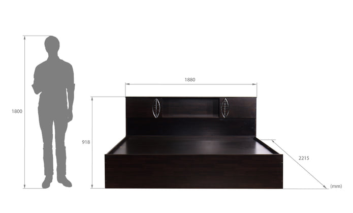 سرير كاميرا - لوح رأس من الخشب الصلب مع صندوق تخزين