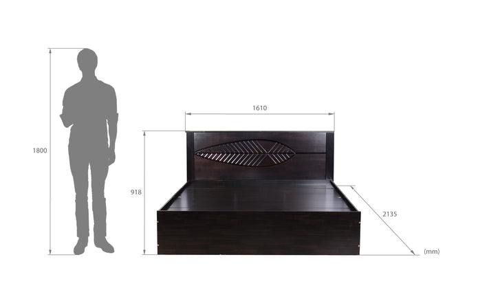 سرير ثيميس - لوح رأس من الخشب الصلب مع صندوق تخزين