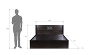 سرير ستيكس - لوح رأس من الخشب الصلب مع صندوق تخزين