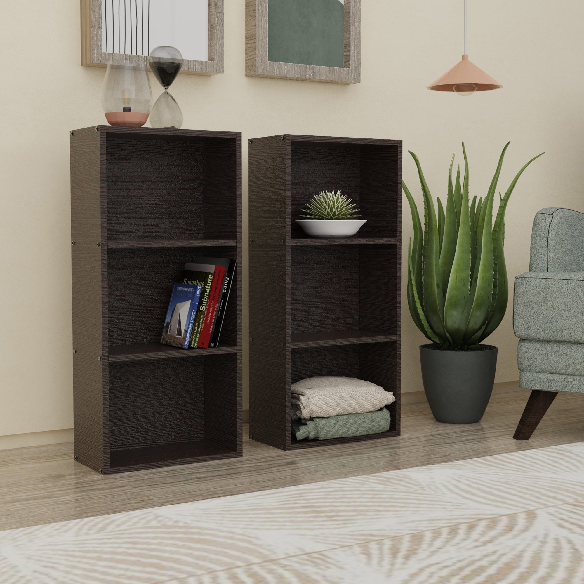 Aceso Bed with Solid Wood Headboard & Box Storage – Walnut Finish