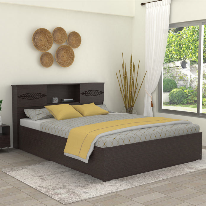 Aegiale Bed – Solid Wood Headboard with Box Storage