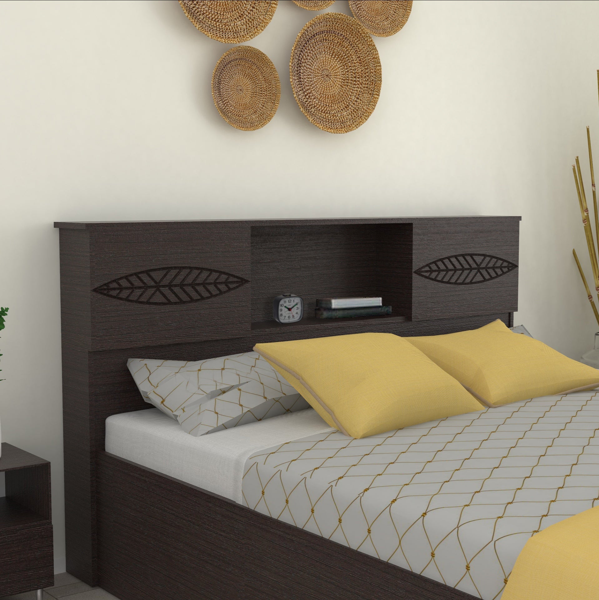 Aegiale Bed – Solid Wood Headboard with Box Storage